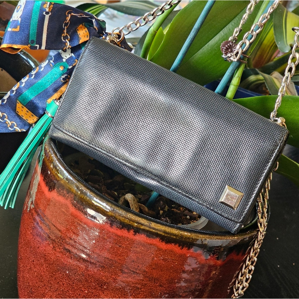 Gucci Black Leather Continental Wallet W/Crossbody Chain, Twilly, & Charm Added - Picture 14 of 16